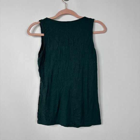 2/$30 New York and Co. Lace Tank Top Hunter Green XS #A0348 TRB2 - Picture 4 of 6